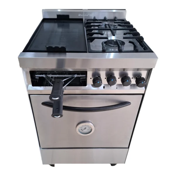 Cocina Industrial 2 Hornallas Con Plancha y Carlitera Depaolo Delicia Acero Horno Ciego