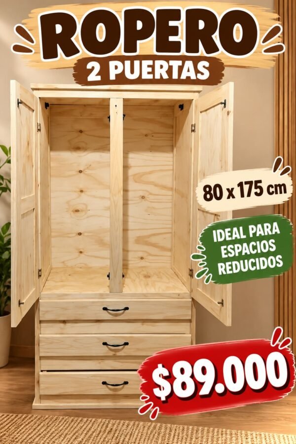 Ropero de 2 puertas con cajones